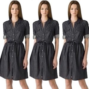 THEORY Patrizia Dark Denim Chambray Shirt Dress